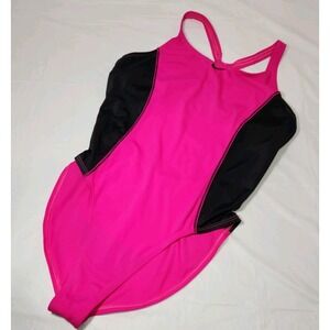 Nike Womens Swimsuit Size‎ XL NESS9362-672 Pink / Black Color Block One Piece